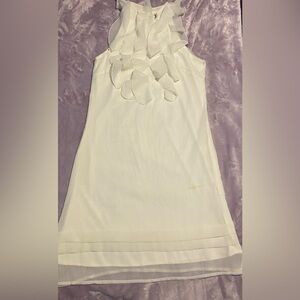 Ivory Ruffle Front Midi Dress